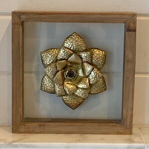 Metallic Gold Flower Wood Shadowbox Art